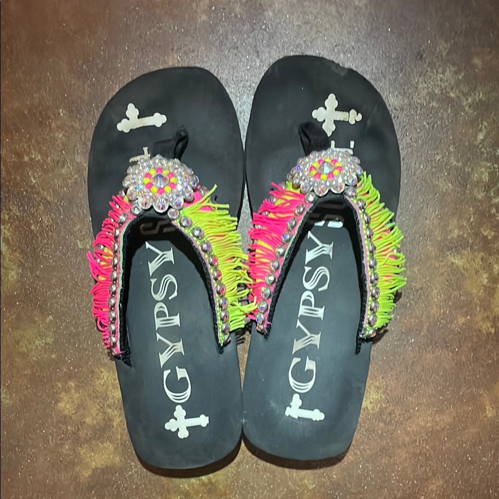 Colorful Beaded Flip Flops